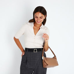 Сумка женская багет на молнии, 25×11×16 см, бежевая