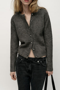 KNIT CARDIGAN WITH METAL BALL BUTTONS - Zara фото 4
