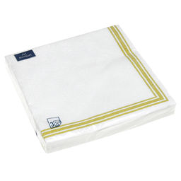 Салфетки бумажные Art Bouquet 33х33см, 3-х слойные, 16 штук в упаковке, 100% целлюлоза, Барокко. Рамка Золотая (Россия)