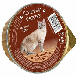 Кошачье Счастье ламис. 100 г. Мясное ассорти 1/16 4607048072523