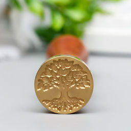 Печать для сургуча с деревянной ручкой «Зелёное дерево», 9×2.5×2.5 см