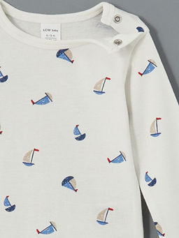 Bisiklet Yaka Bask?l? Erkek Bebek ??t??tl? Bodysuit