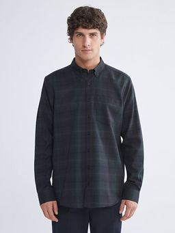 Regular Fit Uzun Kollu Ekose Gabardin Erkek G?mlek