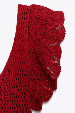 TEXTURED KNIT RUFFLE MINI DRESS - Zara фото 9