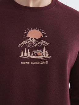 Bisiklet Yaka Bask?l? Erkek Sweatshirt