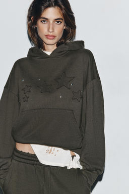 WASHED SWEATSHIRT WITH STARS AND STUDS - Zara фото 2