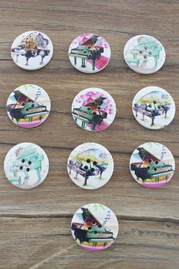 Пуговицы декоративные 30 мм с рисунком "Рояль" (20 шт) SF-2184