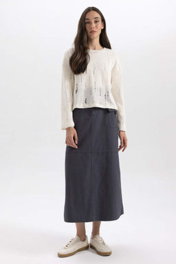 Габардиновая длинная юбка - Defacto фото 3