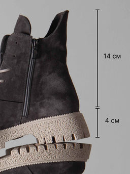 Ботинки EDART 228.V.1541be. Серый замок замша/байка фото 4