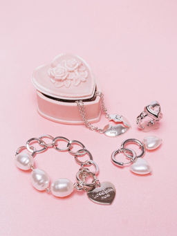 Серьги со съёмным элементом «Трансформер» сердечко жемчужное, цвет белый в серебре