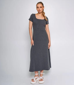 Платье #КТ68012, тёмно-серый меланж