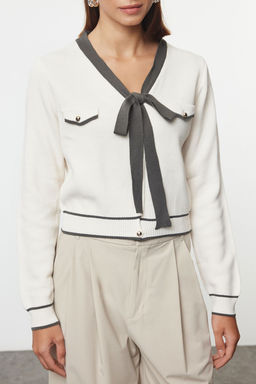 TRENDYOLMILLA Antrasit Kurdele/Fiyonk Detayl? Triko H?rka TWOAW25HI00246 фото 3