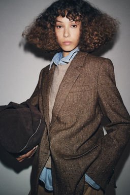 HERRINGBONE WOOL BLEND BLAZER ZW COLLECTION - Zara фото 2