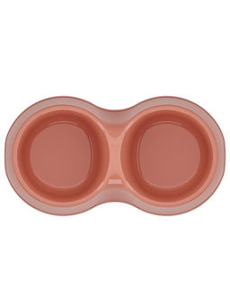 Цена за 2 шт. Миска двойная «Мур-мяу», 200 мл, 22.5 см × 13 см × 6 см, цвет кирпичный