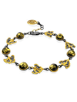 Красивый браслет с натуральным янтарём зелёного цвета Петуния