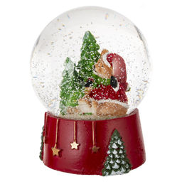 Фигурка декоративная "Дед Мороз/Снеговик/Медвежонок" в стекл шаре, L9 W8 H10 см, 3в.