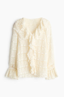 Blusa de punto efecto encaje