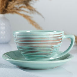 Чайная пара Борисовская керамика «Элегант», 2 предмета: чашка 250 мл, блюдце d=15 см, бирюзовая