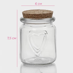 Цена за 2 шт. Банка для сыпучих Доляна Парфе, 150 мл, 67.5 см, с пробковой крышкой, стекло, прозрачная  фото 2