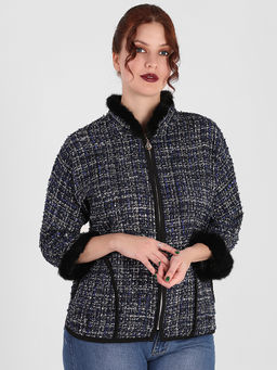 Жакет с меховой отделкой - Almond фото 3