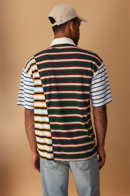 TRENDYOL MAN Cok Renki Oversize/Genis Kesim Cizgili Polo Yaka T-shirt TMNSS25PO00038 - Trendyolmilla фото 4