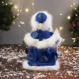 Дед Мороз под ёлку Зимнее волшебство. Новогодняя игрушка в шубе, с мешком двигается, 30 см, синий