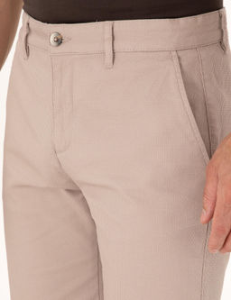 Bej Slim Fit Dokuma _ort
