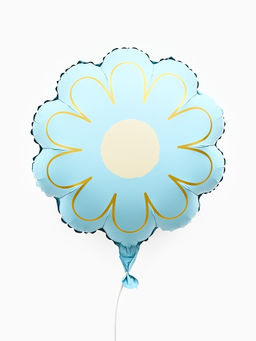 Воздушный шар фольгированный 21 Ромашка. Золотые лепестки, набор 5 шт., голубой сатин