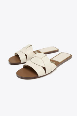 CROSS-STRAP FLAT LEATHER SANDALS - Zara фото 26