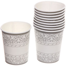 Цена за 6 шт. Стакан бумажный 0,2л в наборе 10 шт "Орнамент", серебро