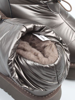 04-WA003-3M GRAY/BRONZE Ботинки зимние женские (натуральная кожа, курточная ткань, 100% шерсть)