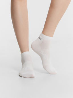Цена за 5 пар! Носки женские спортивные укороченные белые в наборе, 3 пары - Mark formelle фото 2