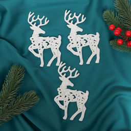 Цена за 2 шт. Ёлочные игрушки 3 шт. Зимнее волшебство. Белый олень резной пластик, 813 см фото 2