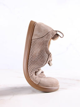 Кеды босоногие замшевые с перфорацией 164.Р.астиbr.Коричневый капучино замша