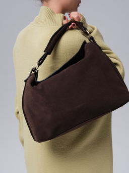 Замшевая сумка на плечо Deboro 30900 черный каштан