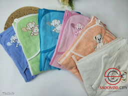 Полотенце уголок махровое с капюшоном для новорожденных