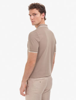 Kahverengi Regular Fit %100 Pamuk D__meli Polo Yaka Ti__rt