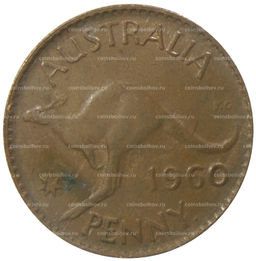 Монета 1 пенни 1960 года Австралия