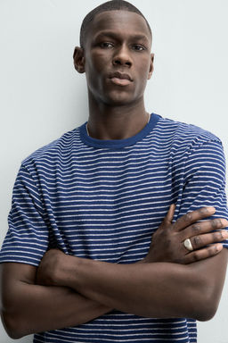 CAMISETA JACQUARD RAYAS / Azul / Blanco - Zara фото 5