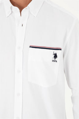 U. S. Polo Assn / Мужская белая рубашка с длинным рукавом - U.s. polo assn фото 7