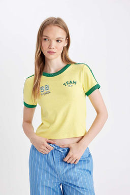 Классная приталенная футболка с короткими рукавами из модала - Defacto фото 3