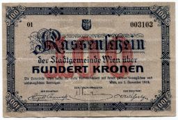 Банкнота 100 крон 1918 года Австрия  Нотгельд (Вена)