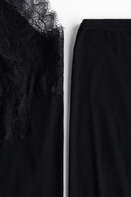 Pijama de punto con ribete de encaje - H&m фото 6