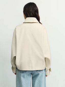 Хлопковый укороченный тренч оверсайз с капюшоном ZR2604102206-60 / Zarina  фото 6