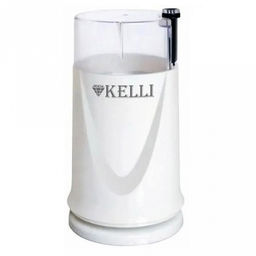 Кофемолка электрическая "Kelli", пластмассовый корпус, ножи из нержавеющей стали, рассчитана на 70г кофе за раз, отсек для хранения шнура, мощность 220-240 В 50-60 Гц 300 Вт, 11,8х10,5х19см, белый (Китай)