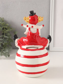 Копилка для денег «Клоун в цилиндре, на надувном мяче», полистоун, красно-белый, 12.5×11×20.5 см