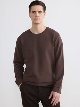 Bisiklet Yaka Uzun Kollu Fitilli Erkek Sweatshirt