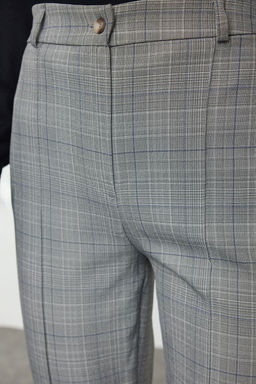Gri Ekose Straight/Duz Kesim Dokuma Pantolon TWOAW25PL00085 - Trendyolmilla фото 4