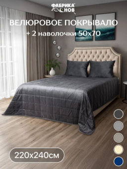 Покрывало велюровое 220x240 + наволочка (50X70) 2 шт.
