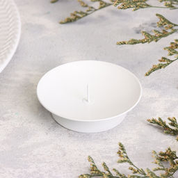 Подсвечник на 1 свечу «Лотос», металл, 7.5×2 см, белый